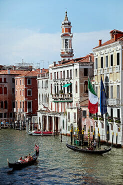 A photo of gondolas on the Grand Canal in Venice, Italy by Photographer Scott Allen Wilson