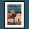 A photo of two priests walking side-by-side in front of a venetian building in Venice, Italy. Artistic framed photograph taken by Photographer Scott Allen Wilson