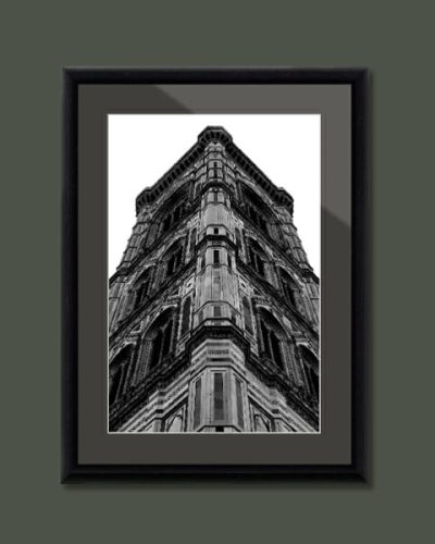 Black and White photo of Campanile di Giotto's Bell Tower in Florence, Italy. By Photographer Scott Allen Wilson.