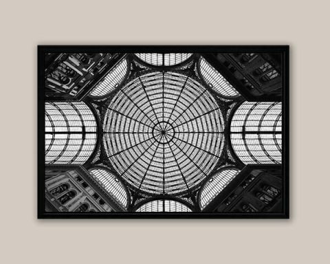 Black and white framed print of Galleria Umberto I taken in Naples Italy by Photographer Scott Allen Wilson