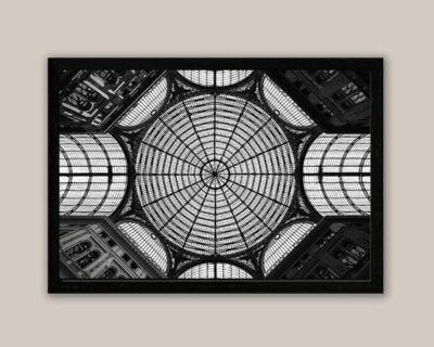 Black and white framed print of Galleria Umberto I taken in Naples Italy by Photographer Scott Allen Wilson
