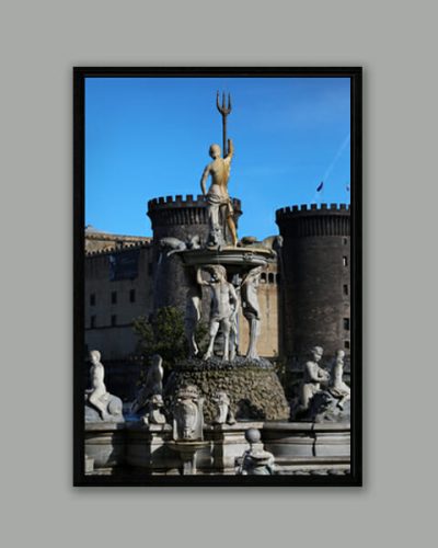 Color framed print with Fountain of Neptune in the center taken in Naples Italy by Photographer Scott Allen Wilson