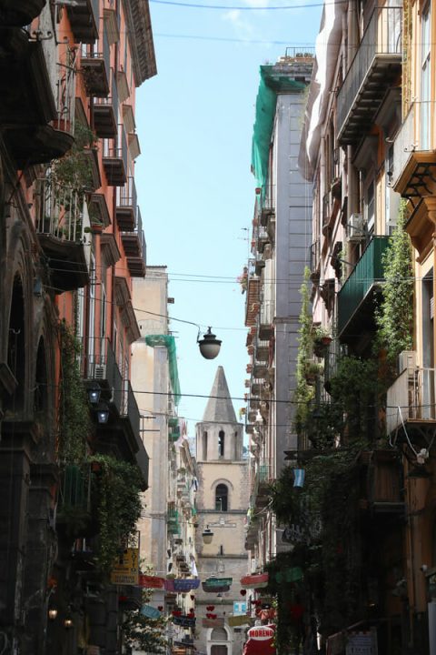 Pastel narrow street of Naples Italy taken by Photographer Scott Allen Wilson