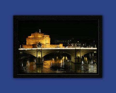 Framed print of Castel Sant'Angelo at night, located in Rome Italy, by Photographer Scott Allen Wilson.
