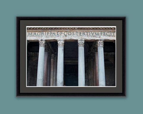 Color framed print of the Pantheon columns taken by Photographer Scott Allen Wilson in Rome, Italy.