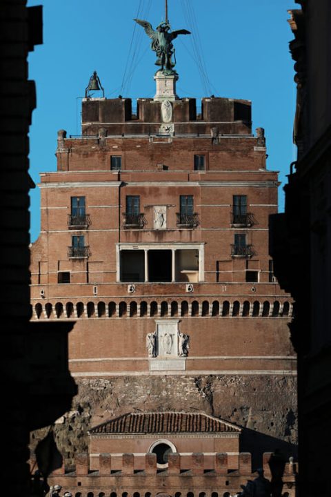 Architecture photo of Castel Sant'Angelo located in Rome Italy, Michael the Archangel on top, taken by Photographer Scott Allen Wilson