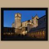 Black framed print of a beautiful night in the Basilica of Saint Francis located in Assisi, Italy captured by Photographer Scott Allen Wilson.