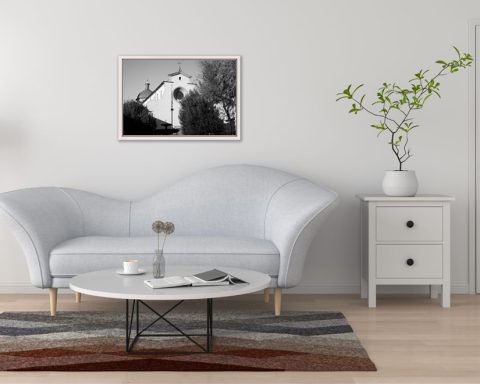 Gray and white minimalist decoration with black and white photography of Florence taken by Photographer Scott Allen Wilson