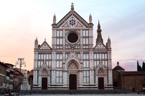 Front view of Santa Croce in pastel colors captured by Photographer Scott Allen Wilson in Florence, Italy