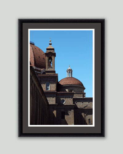 Color framed print of the Church of San Lorenzo with a clear sky, taken by Photographer Scott Allen Wilson in Florence, Italy.