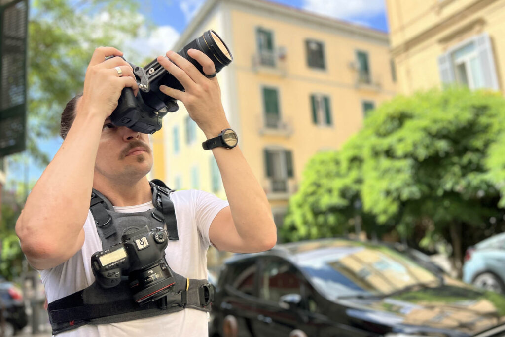 Photo of photographer Scott Allen Wilson taking a photo with a canon 5d mk iv with an attached 70-200mm lens