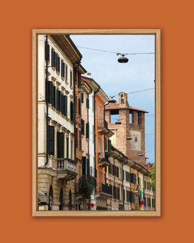 Beautiful color print of a colorful street taken in Verona, Italy by Photographer Scott Allen Wilson.