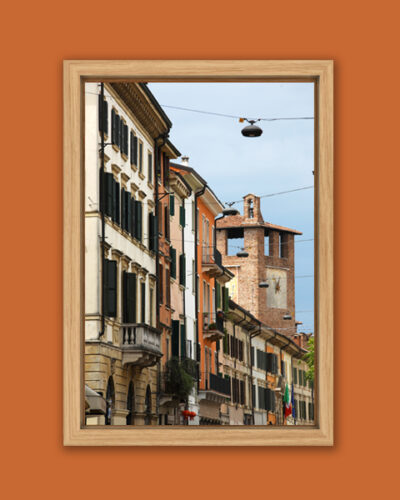 Beautiful color print of a colorful street taken in Verona, Italy by Photographer Scott Allen Wilson.