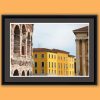 Colorful framed print of the Amphitheater of Verona, Italy next to a bright yellow building taken by Photographer Scott Allen Wilson.