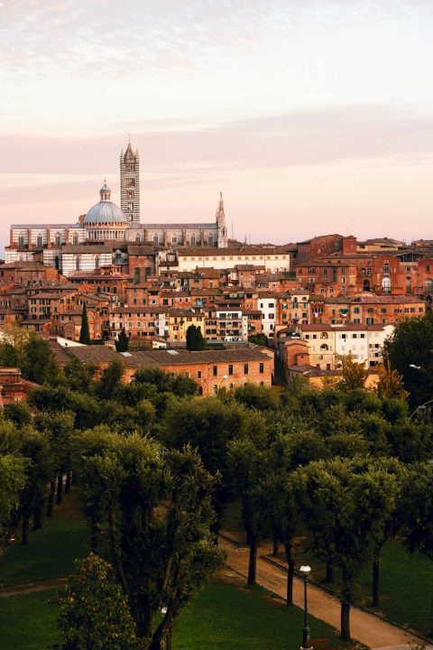 Overview of Siena, Italy taken by Photographer Scott Allen Wilson composed by warm shades that transmit a dreamy vibe.