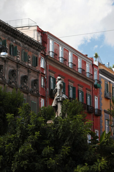 Elegant photo of the colorful buildings in Piazza Bellini located in Naples, Italy taken by Photographer Scott Allen Wilson