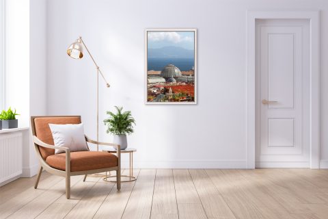 Minimalist terracotta decoration combined with the red woofs of a Naples, Italy overview taken by Photographer Scott Allen Wilson