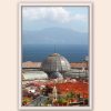 White framed print of an overlook of the Galleria Umberto I with water behind taken by Photographer Scott Allen Wilson in Naples, Italy.