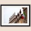 Framed print of the architecture style in Verona, Italy with statues and the Italian flag taken by Photographer Scott Allen Wilson