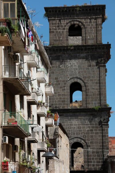 Color print by Photographer Scott Allen Wilson shows the church of San Lorenzo Maggiore located in Naples, Italy.