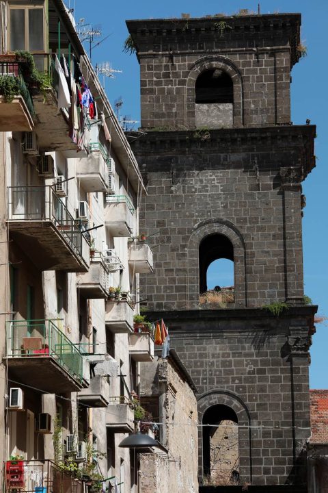 Color print by Photographer Scott Allen Wilson shows the church of San Lorenzo Maggiore located in Naples, Italy.