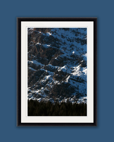 Framed print of the Dolomites, Italy showing textures and blue shades taken by Photographer Scott Allen Wilson