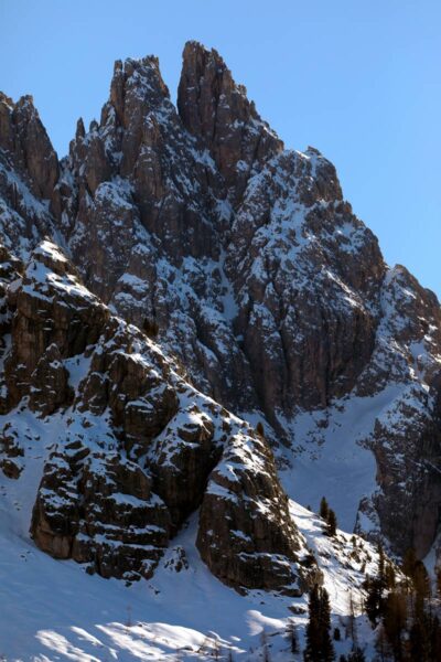 Close shot of huge mountain peaks of the Dolomites, Italy taken by Photographer Scott Allen Wilson