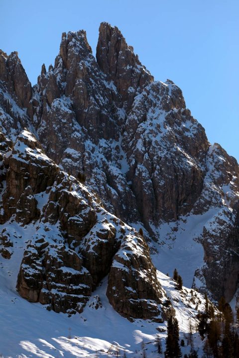 Close shot of huge mountain peaks of the Dolomites, Italy taken by Photographer Scott Allen Wilson