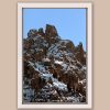 Close up photo of the Dolomites peaks in Italy, in a white frame, taken by Photographer Scott Allen Wilson.