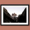 Framed print of mountain peaks in the middle of two mountains from the Dolomites, Italy taken by Photographer Scott Allen Wilson.
