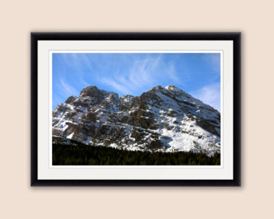 Stunning landscape framed print of a snow-capped mountain in the Dolomites, Italy taken by Photographer Scott Allen Wilson.