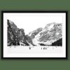 Black and white framed print of Lago di Braies taken in the Dolomites, Italy by Photographer Scott Allen Wilson.