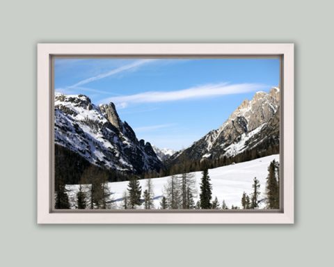 Amazing landscape framed photo of the dolomites covered in snow taken by Photographer Scott Allen Wilson.