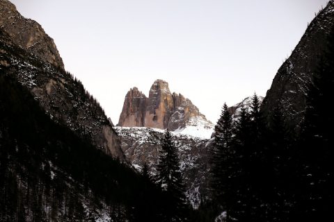 Mountain peaks in the middle of two mountains from the Dolomites, Italy taken by Photographer Scott Allen Wilson.