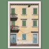 Framed print of a yellow building with symmetric green and blue window frames taken in Peschiera del Garda, Italy by Photographer Scott Allen Wilson.