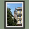Black framed print of the tower of the Cathedral of Santa Maria Assunta, in Parma. Captured by Photographer Scott Allen Wilson