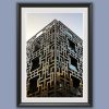 A black framed print of a dystopian steel building in Pescara, Italy. By Photographer Scott Allen Wilson.