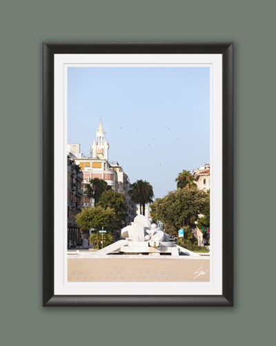 A black framed print of Fontana la Nave in Pescara, Italy. By Photographer Scott Allen Wilson.