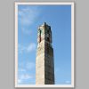 A white framed print of a monument in Lucca, Italy, displaying the colors of the Italian flag: green, white and red. By Photographer Scott Allen Wilson.