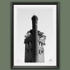 A black and white print of Torre Guinigi with trees on top of it in the city of Lucca, Italy. By Photographer Scott Allen Wilson.