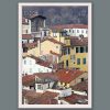A white framed print of a view of the city of Lucca, Italy. By Photographer Scott Allen Wilson.