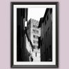 A black framed b&w print of Torre San Frediano in Lucca, Italy. By Photographer Scott Allen Wilson.