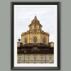 A black framed print of the Royal Church of San Lorenzo in Torino, Italy. By Photographer Scott Allen Wilson.