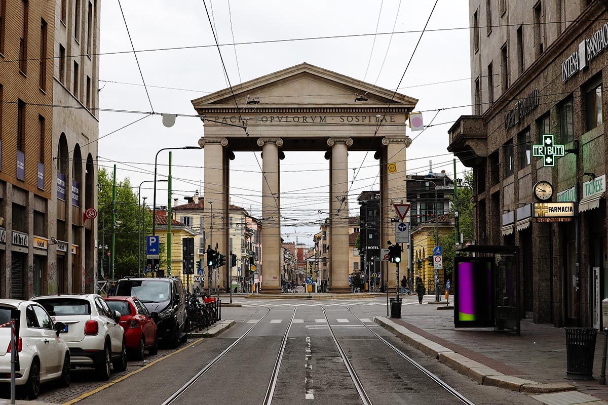A tram track leads in Milan, Italy, Travel Art Phohotgraphy by Scott Allen Wilson