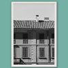 Framed black and white architectural print featuring classic Italian urban detail and texture.