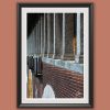 Fine art travel photograph capturing symmetry, depth, and texture along a covered walkway in Pavia.