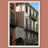 Architectural travel print capturing the iconic Vigoni sign and urban textures of Pavia.