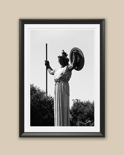 Black and white framed art photography of a monumental sculpture displayed as fine art.