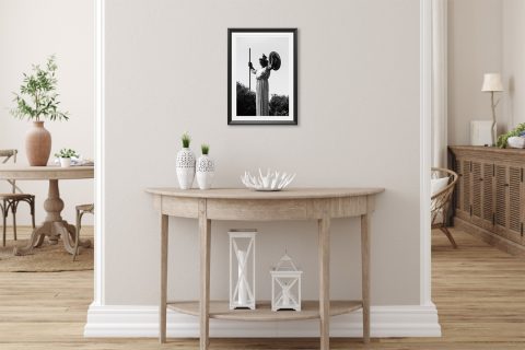 Black and white framed art photography of a monumental sculpture displayed as fine art.