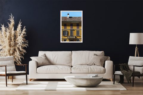 Travel framed photography displayed in a modern interior with warm minimalist decor.